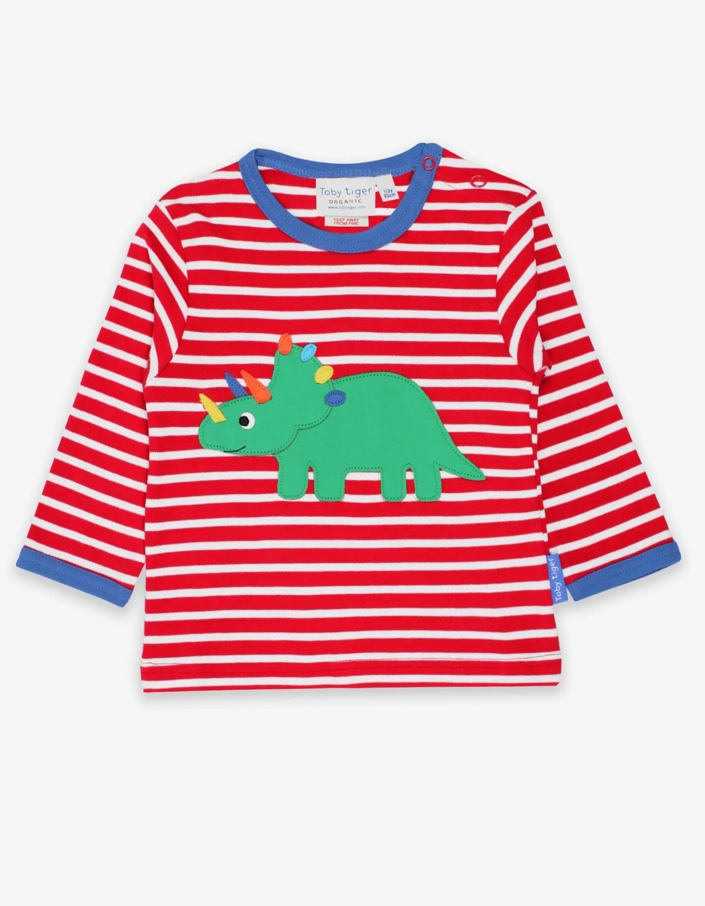 Organic Triceratops Applique Long-Sleeved T-Shirt Toby Tiger