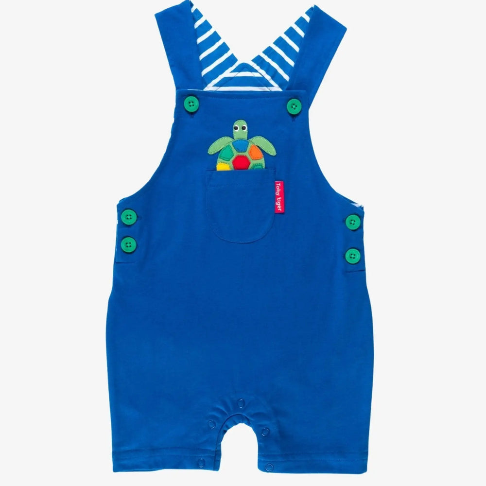 Organic Turtle Applique Dungaree Shorts Toby Tiger