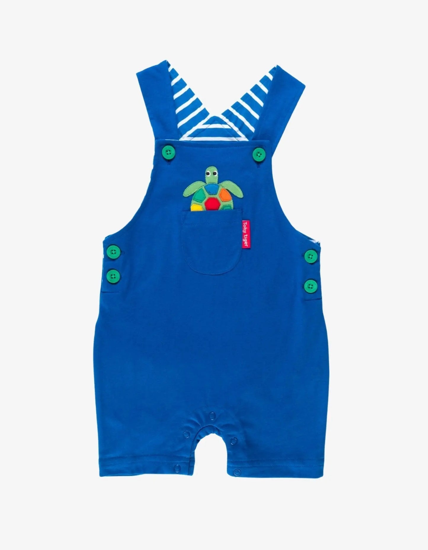 Organic Turtle Applique Dungaree Shorts Toby Tiger