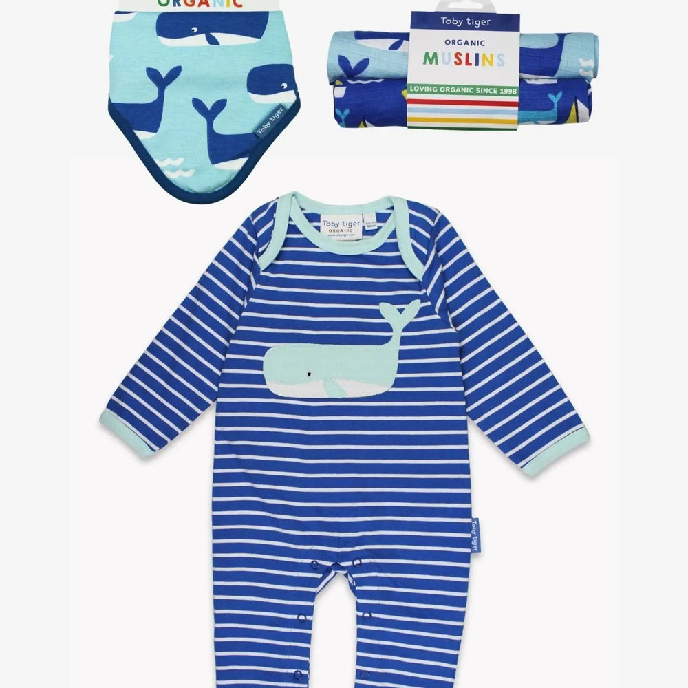 Organic Whale Waves Applique Baby Bundle Toby Tiger