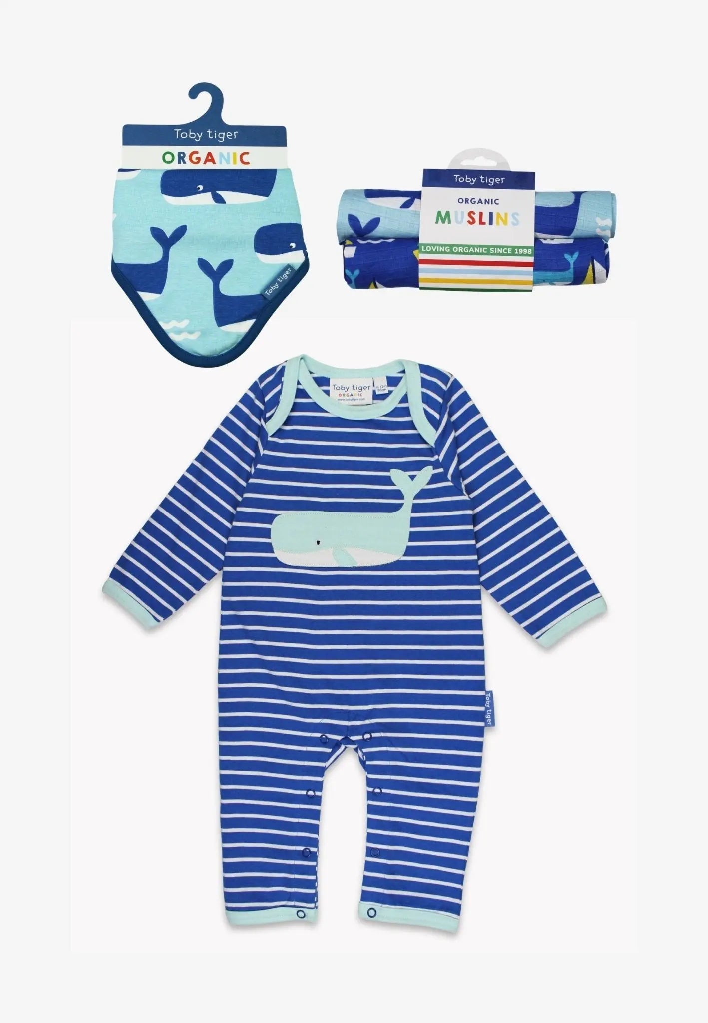 Organic Whale Waves Applique Baby Bundle Toby Tiger