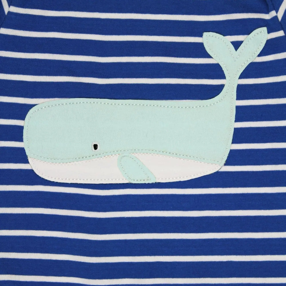 Organic Whale Waves Applique Sleepsuit Toby Tiger