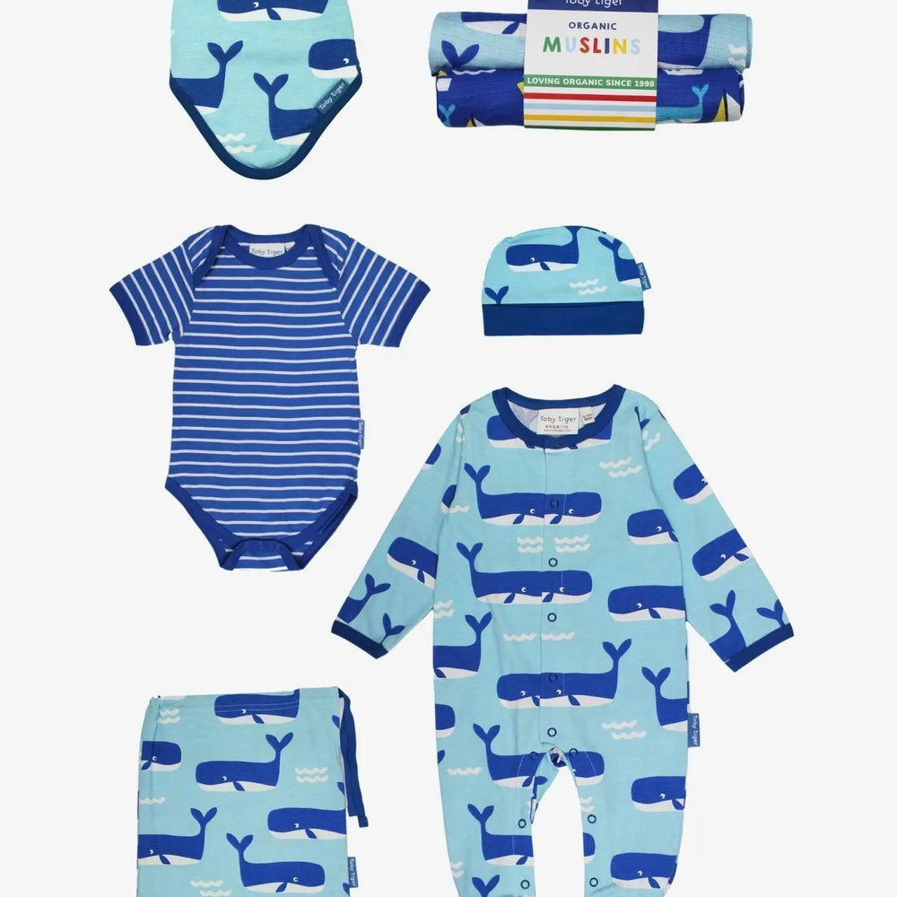 Organic Whale Waves Print Baby Bundle Toby Tiger
