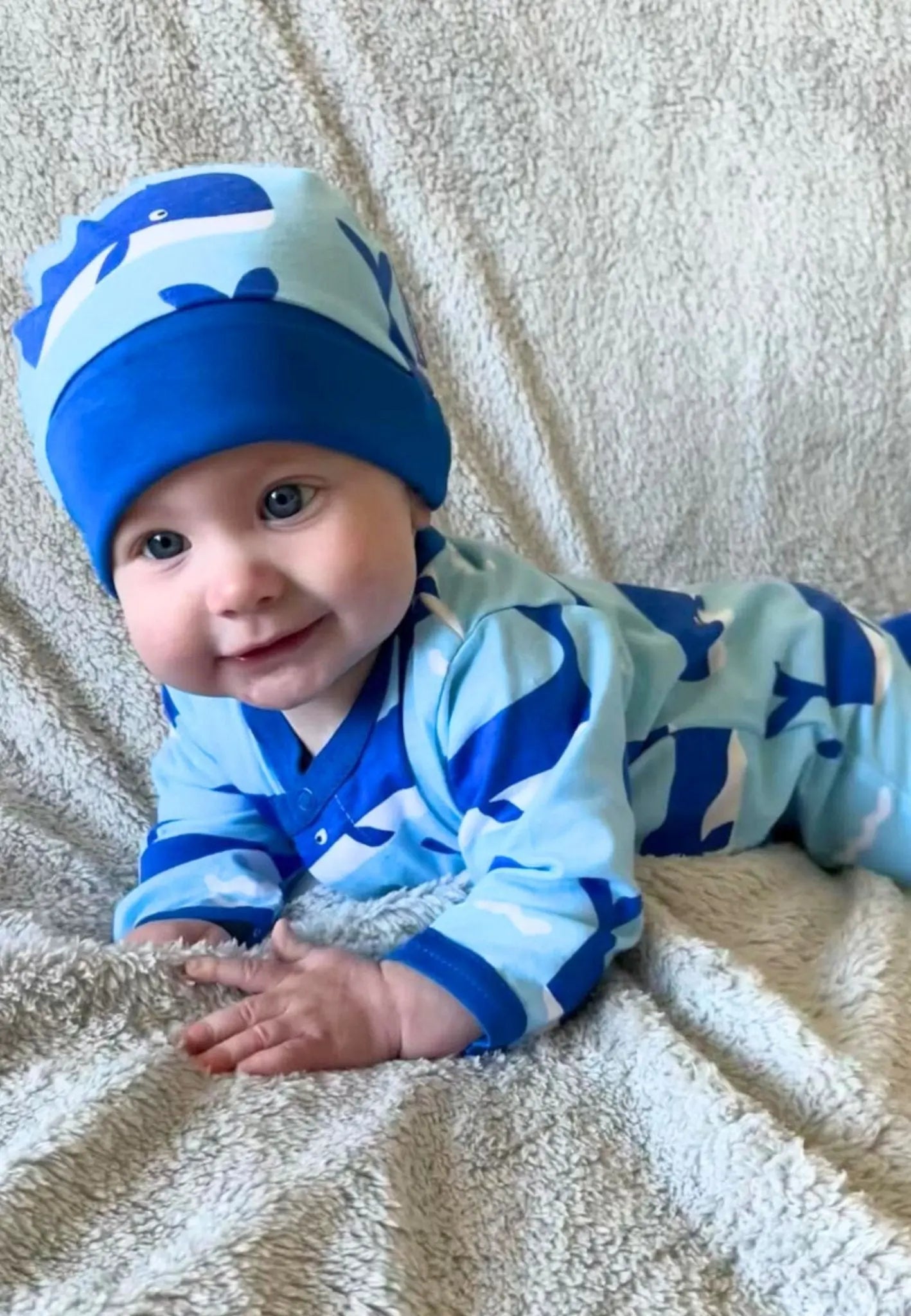 Organic Whale Waves Print Baby Gift Set Toby Tiger
