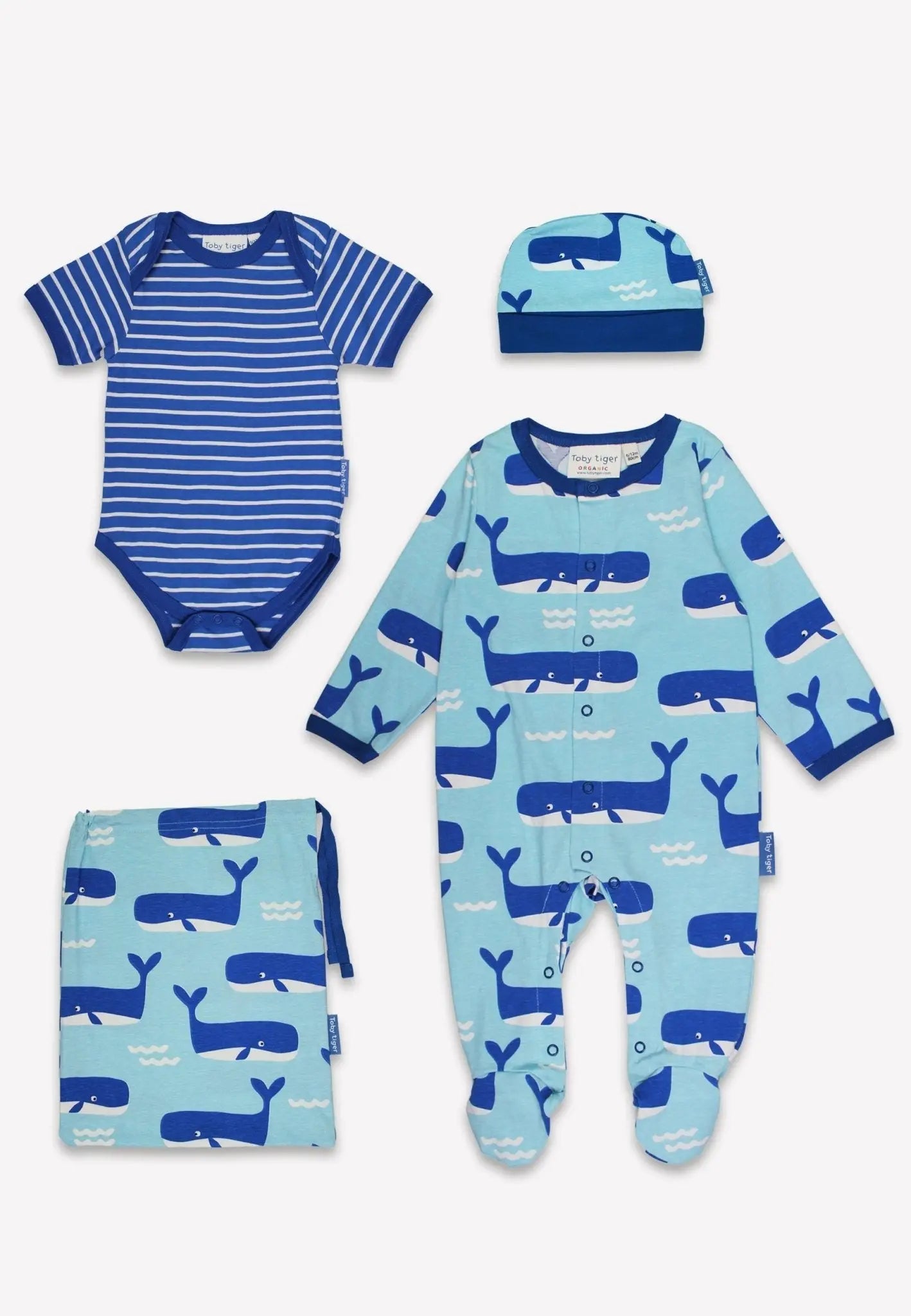 Organic Whale Waves Print Baby Gift Set Toby Tiger