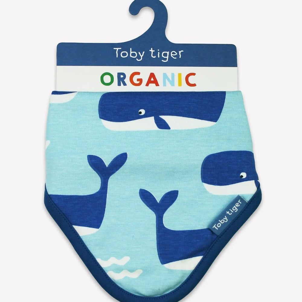 Organic Whale Waves Print Dribble Bib Toby Tiger