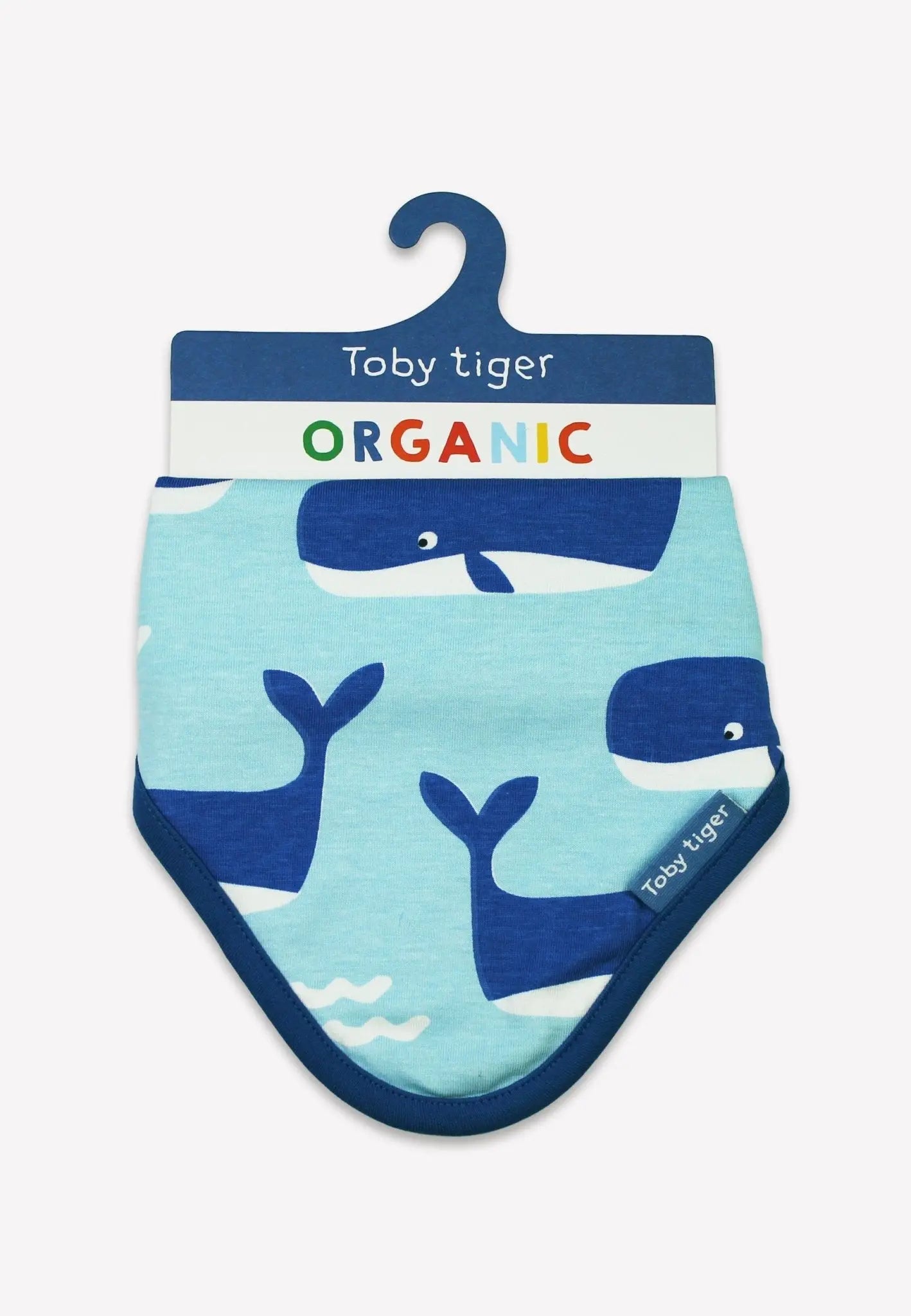 Organic Whale Waves Print Dribble Bib Toby Tiger