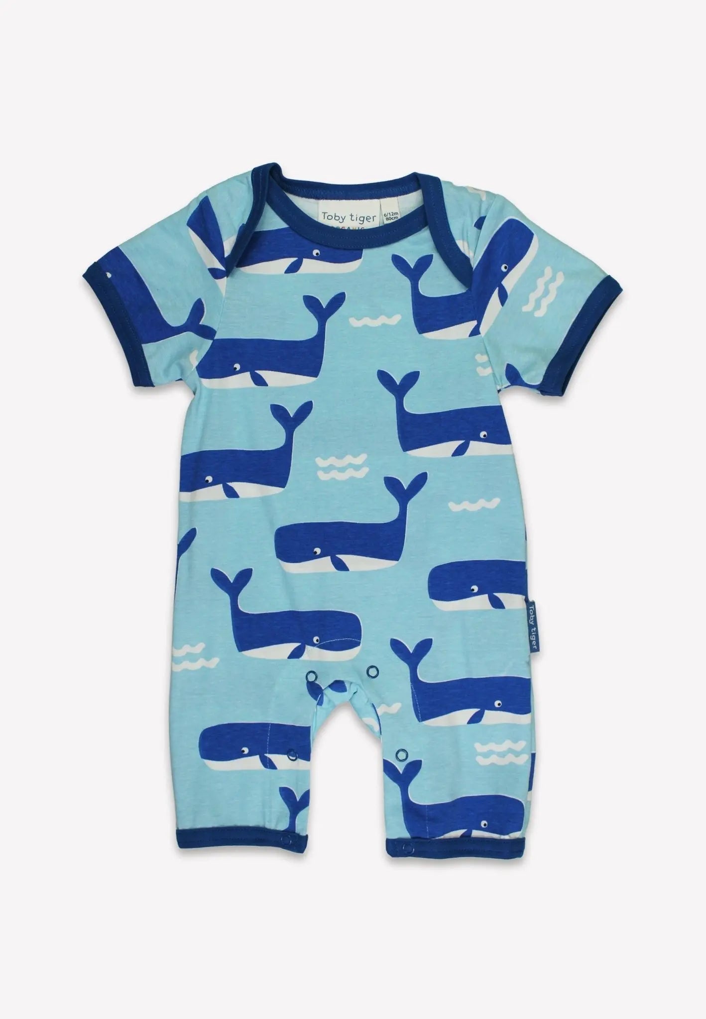 Organic Whale Waves Print Romper Toby Tiger