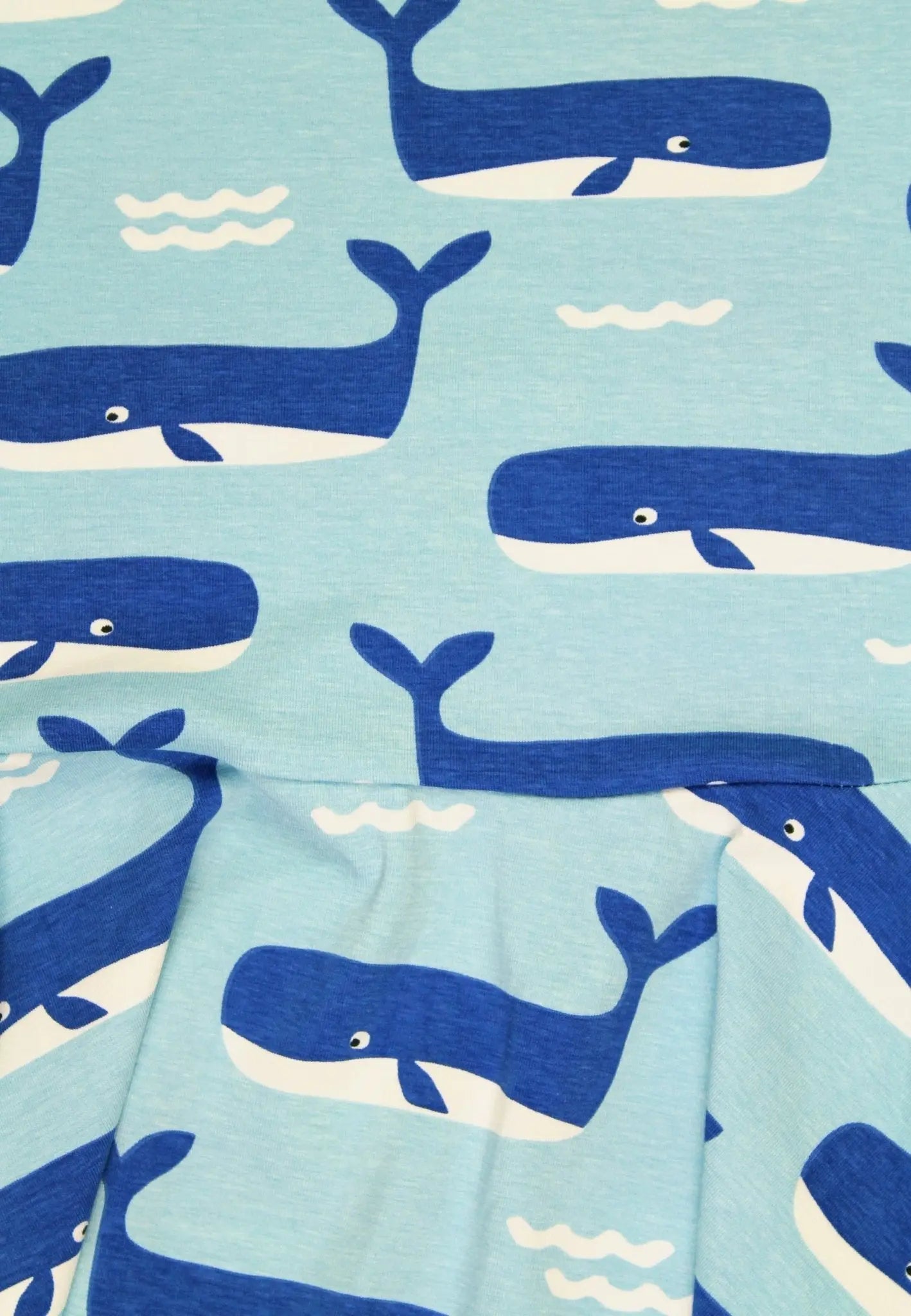 Organic Whale Waves Print Short Sleeved Skater Dress Toby Tiger