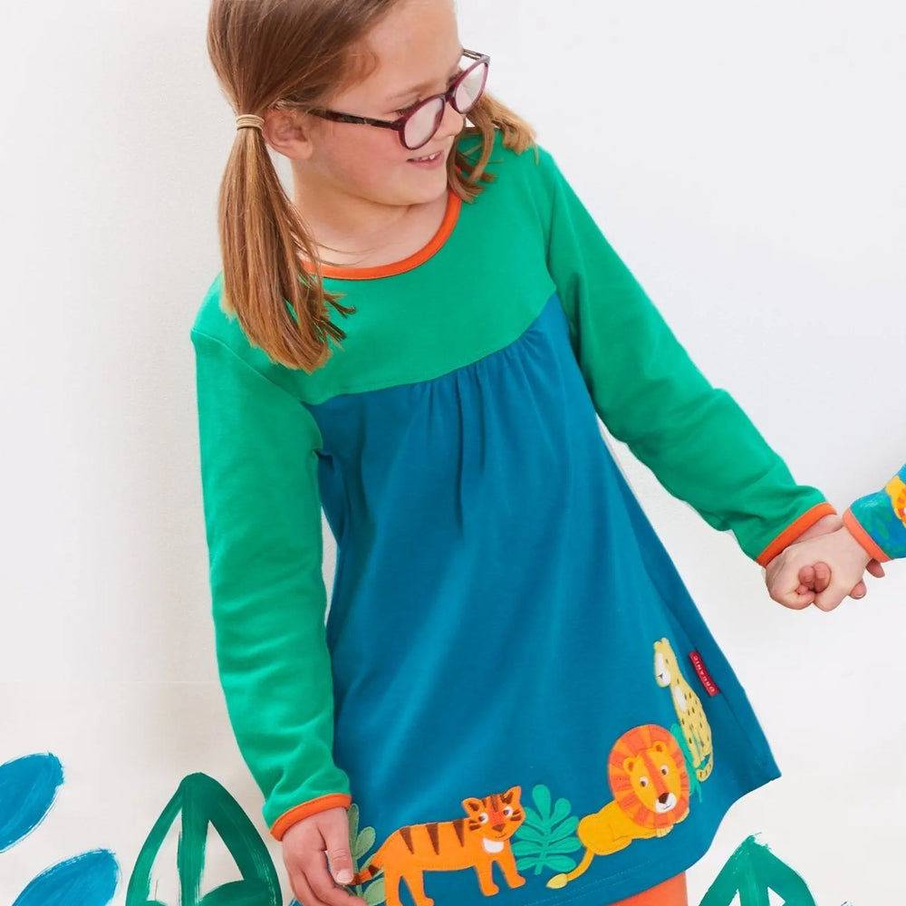 Organic Wild Cats Applique T-Shirt Dress Toby Tiger
