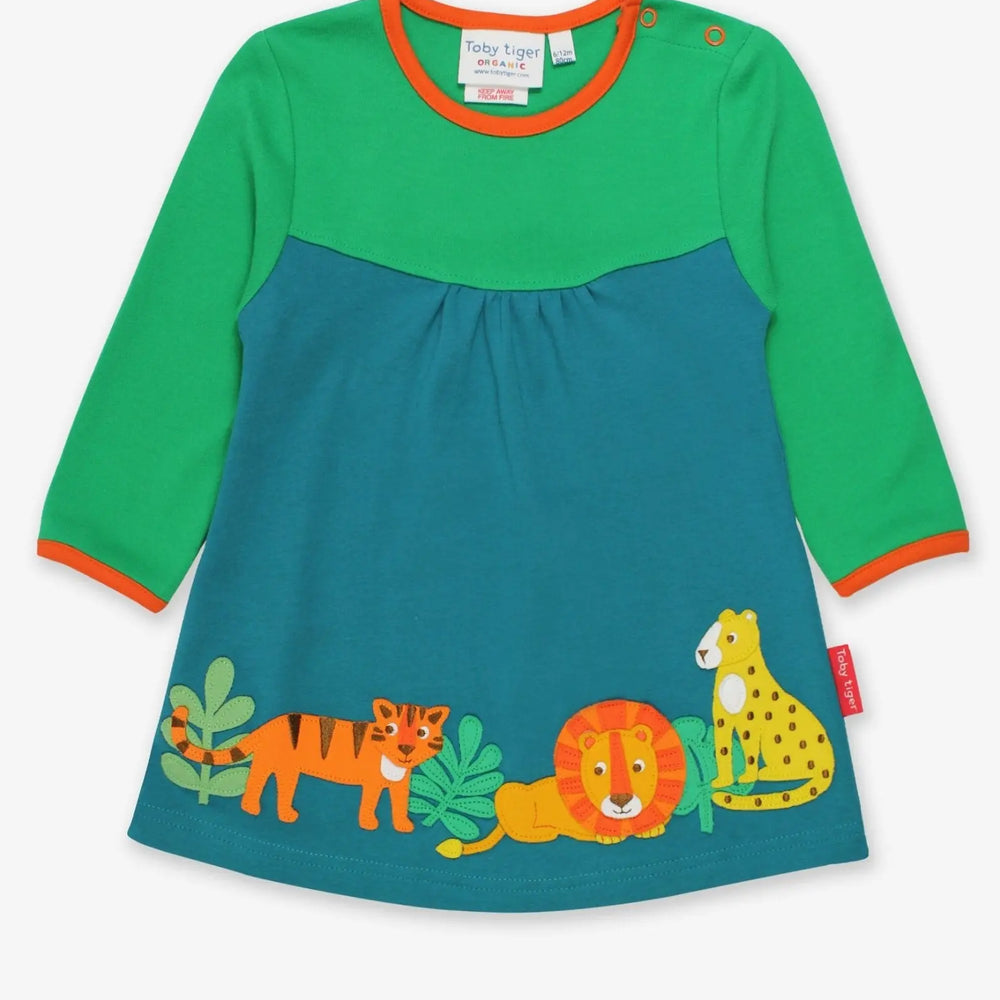 Organic Wild Cats Applique T-Shirt Dress Toby Tiger