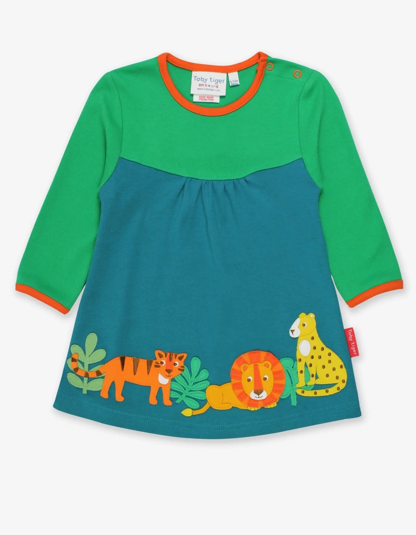 Organic Wild Cats Applique T-Shirt Dress Toby Tiger