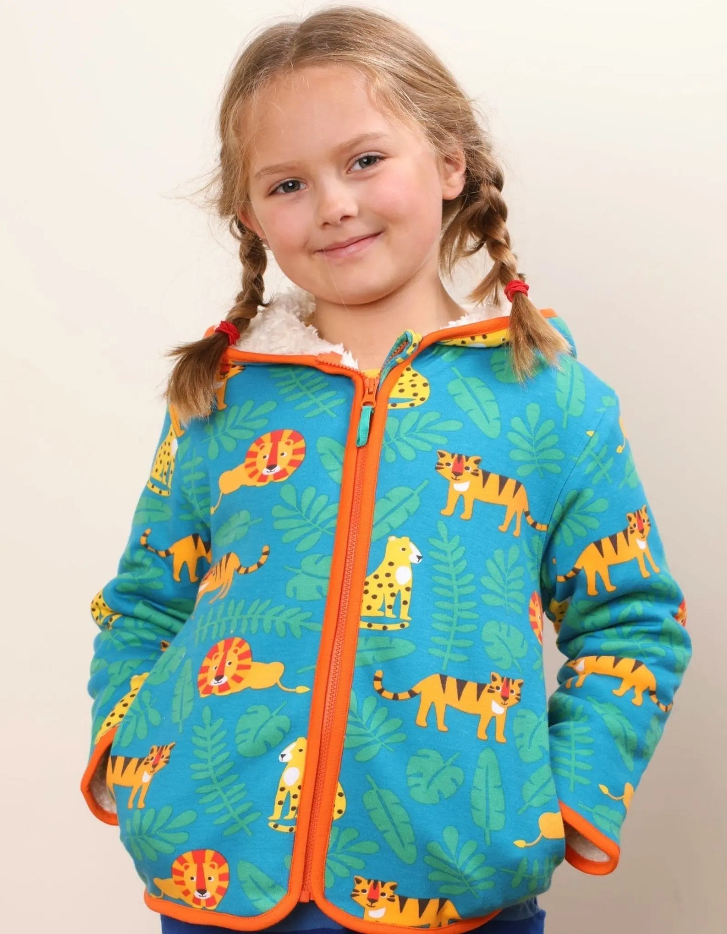 Organic Wild Cats Fleece Hoodie Toby Tiger