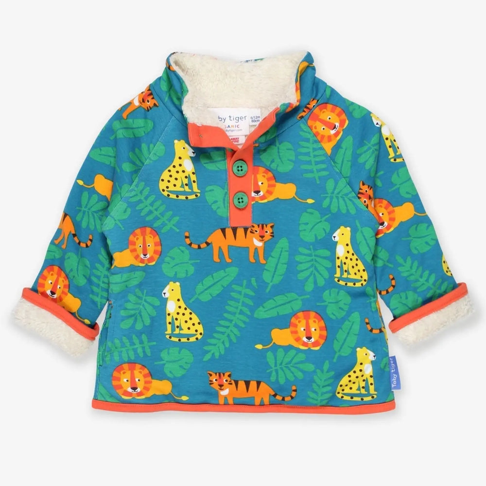 Organic Wild Cats Print Cosy Fleece Sweatshirt Toby Tiger
