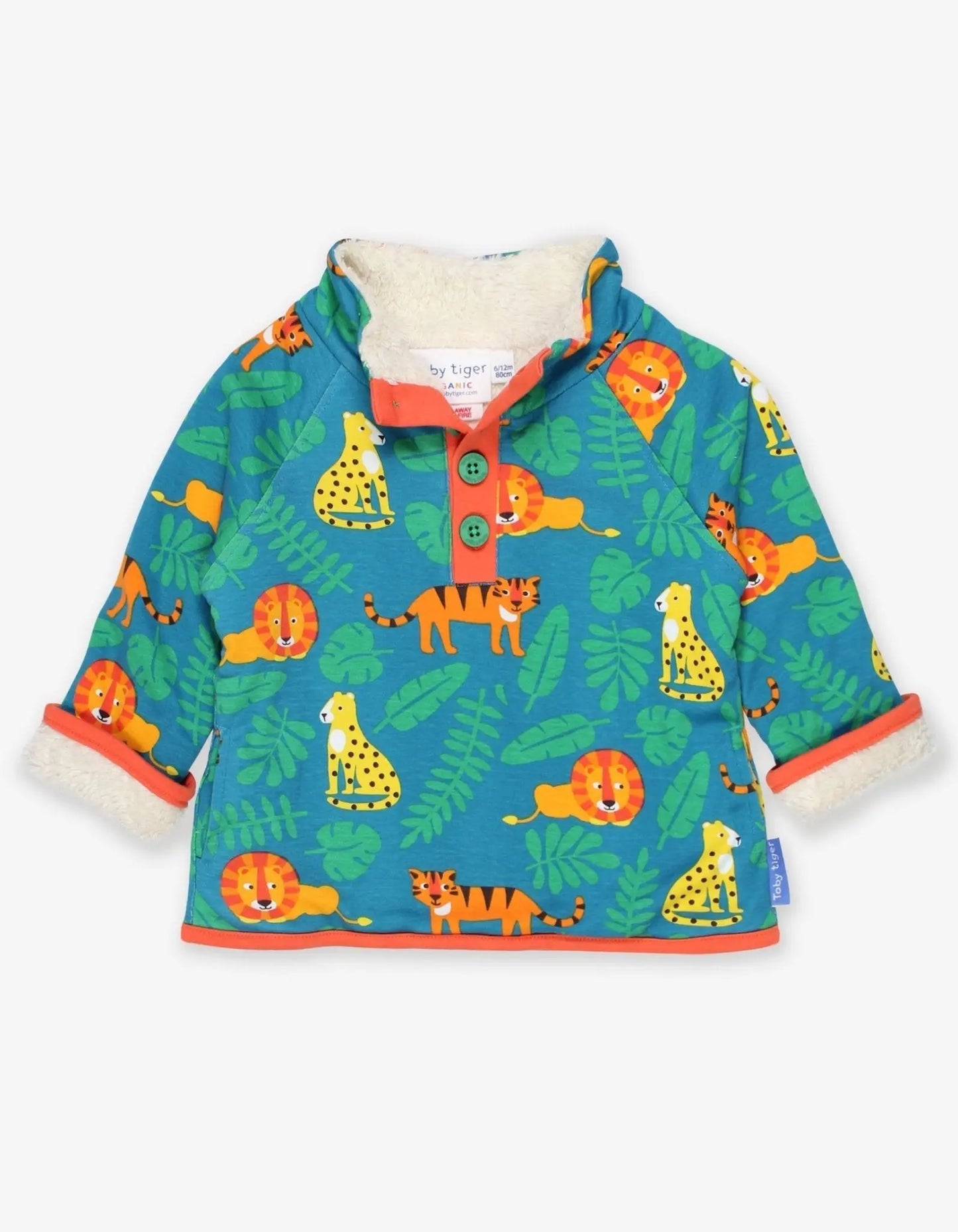 Organic Wild Cats Print Cosy Fleece Sweatshirt Toby Tiger