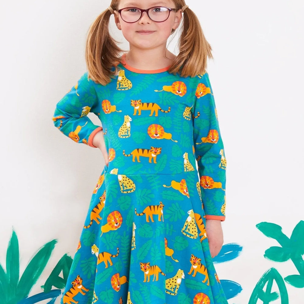 Organic Wild Cats Print Skater Dress Toby Tiger