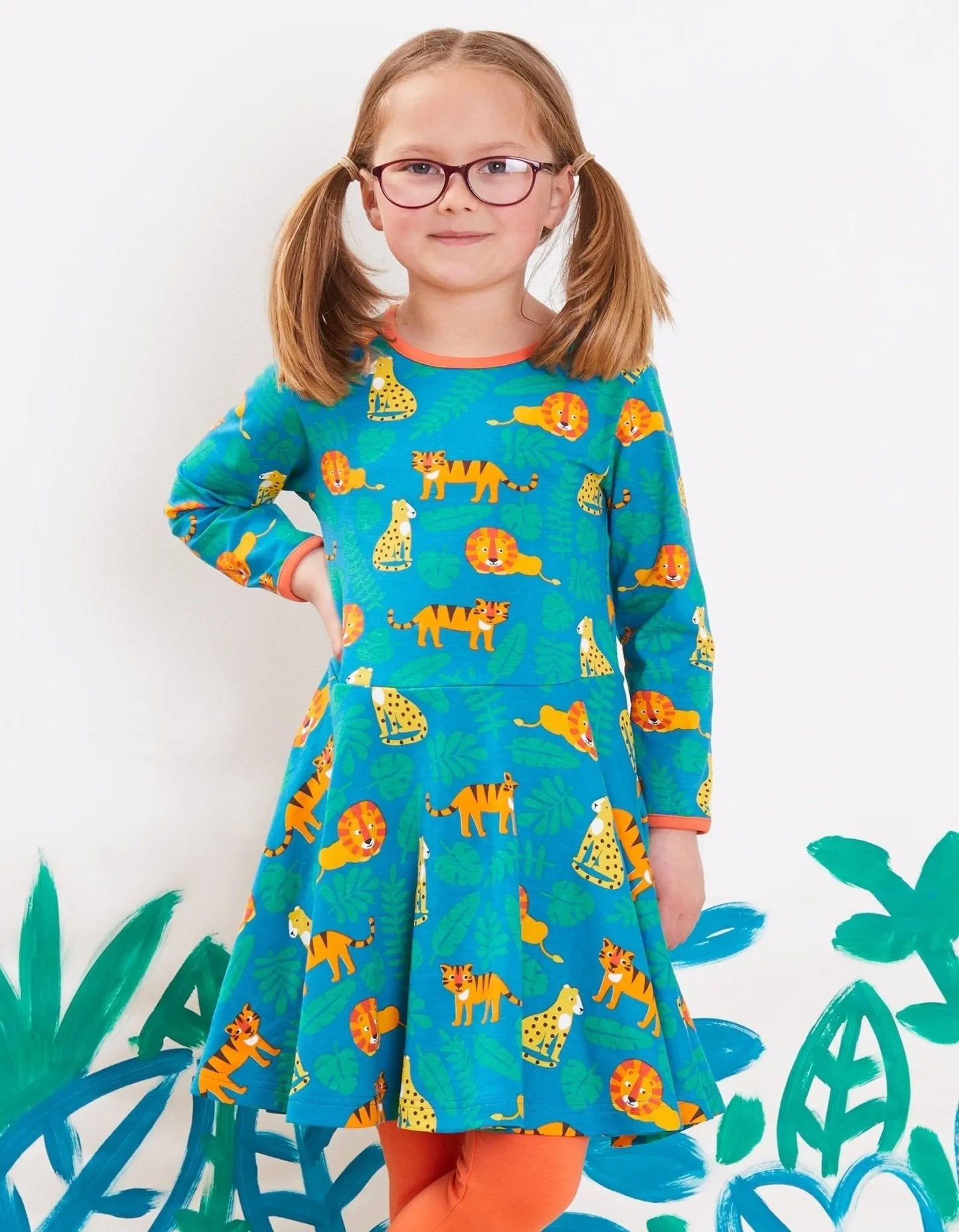 Organic Wild Cats Print Skater Dress Toby Tiger