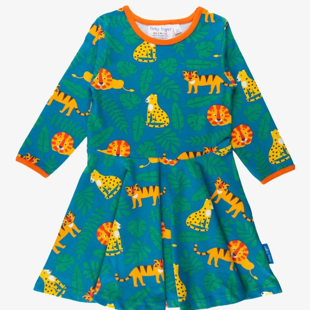 Organic Wild Cats Print Skater Dress Toby Tiger