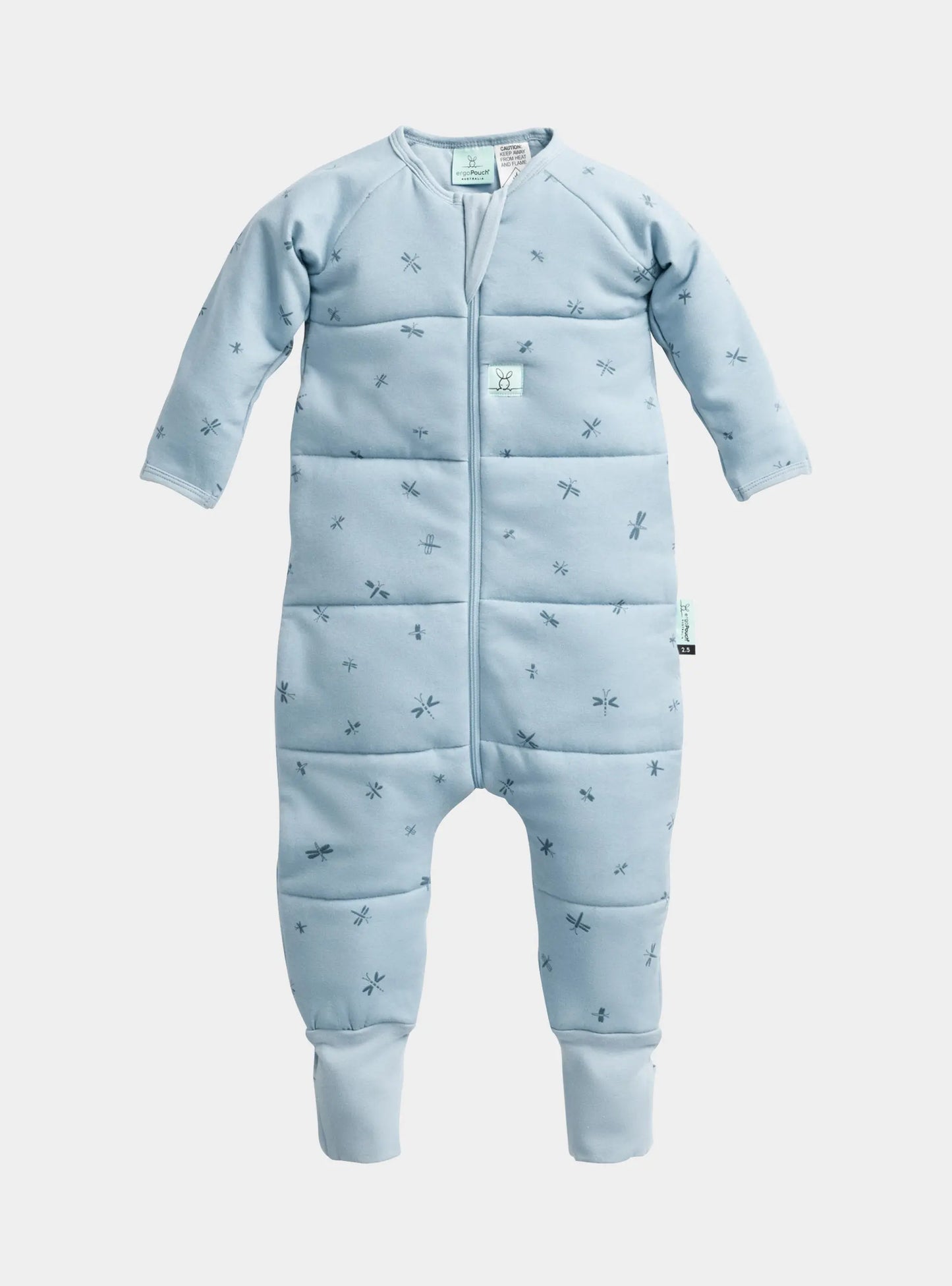Organic Winter Long Sleeved Sleep Onesie - Dragonflies 3.5 TOG ergoPouch