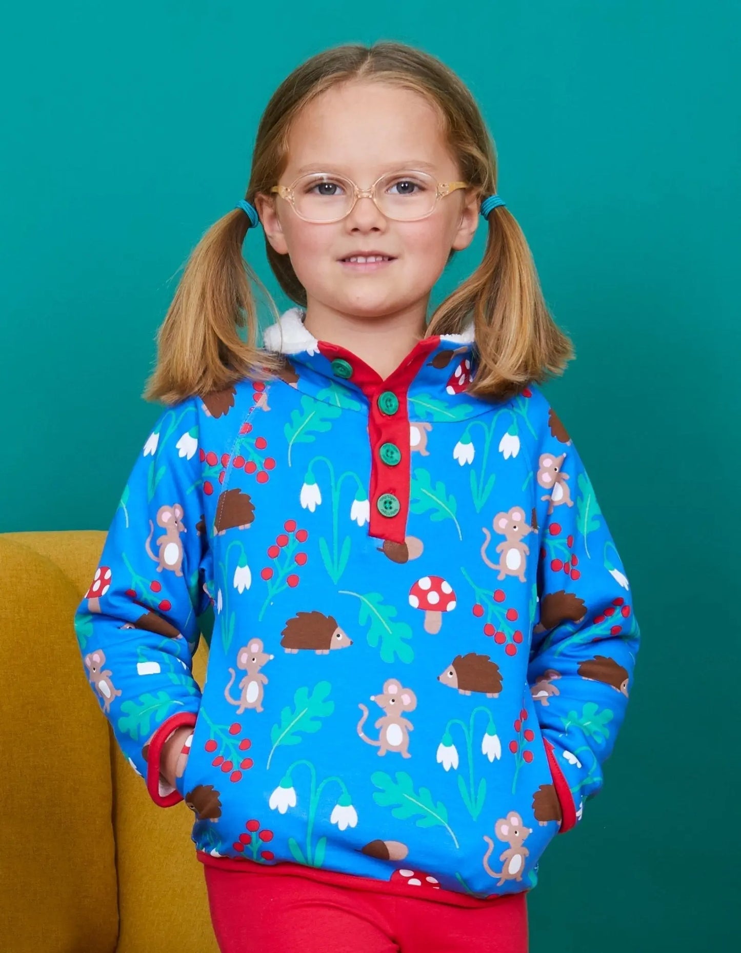 Organic Woodland Print Cosy Fleece Sweatshirt Toby Tiger