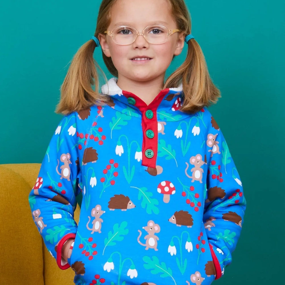 Organic Woodland Print Cosy Fleece Sweatshirt Toby Tiger