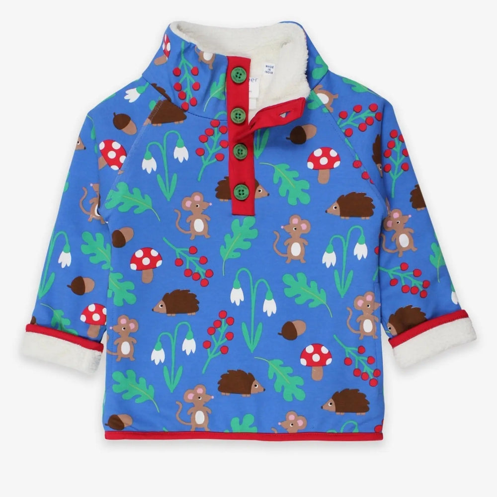 Organic Woodland Print Cosy Fleece Sweatshirt Toby Tiger