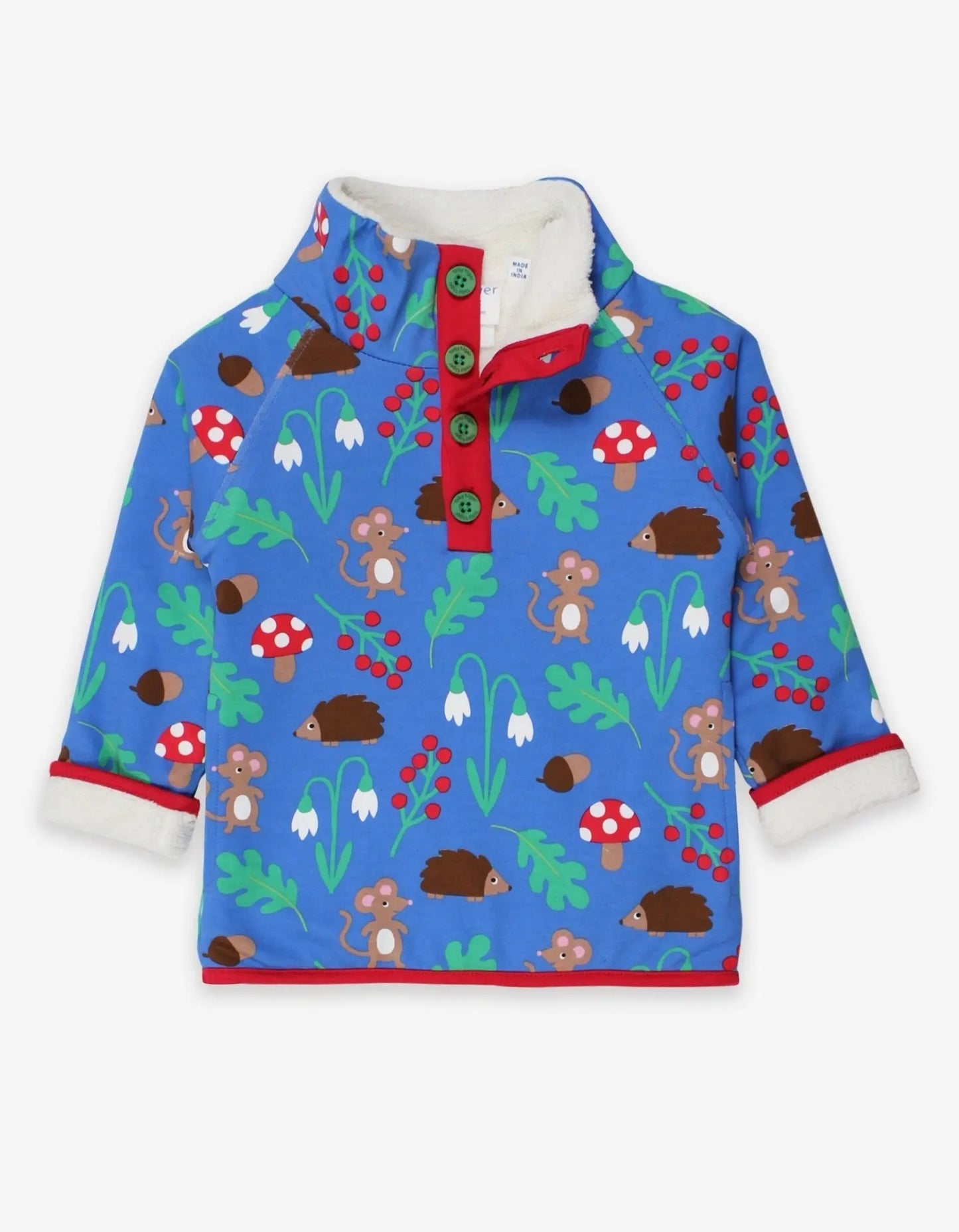 Organic Woodland Print Cosy Fleece Sweatshirt Toby Tiger