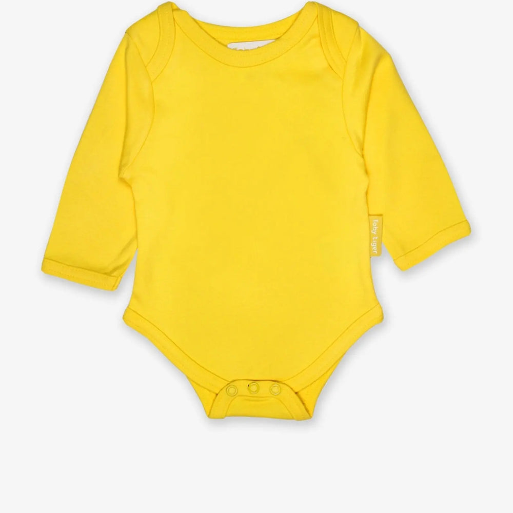 Organic Yellow Basic Long-Sleeved Baby Bodysuit Toby Tiger