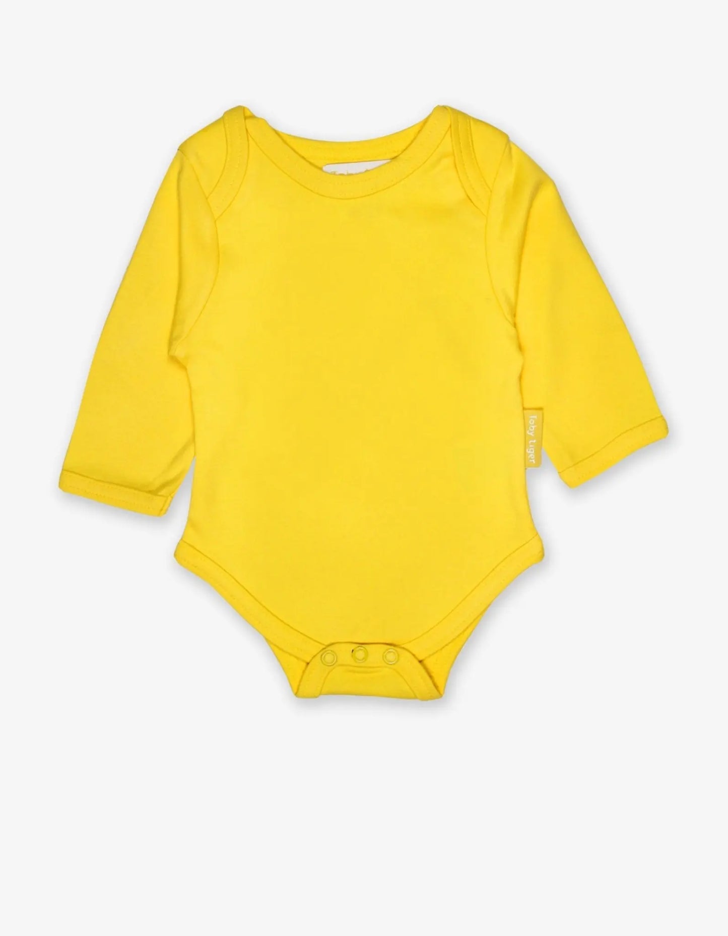 Organic Yellow Basic Long-Sleeved Baby Bodysuit Toby Tiger