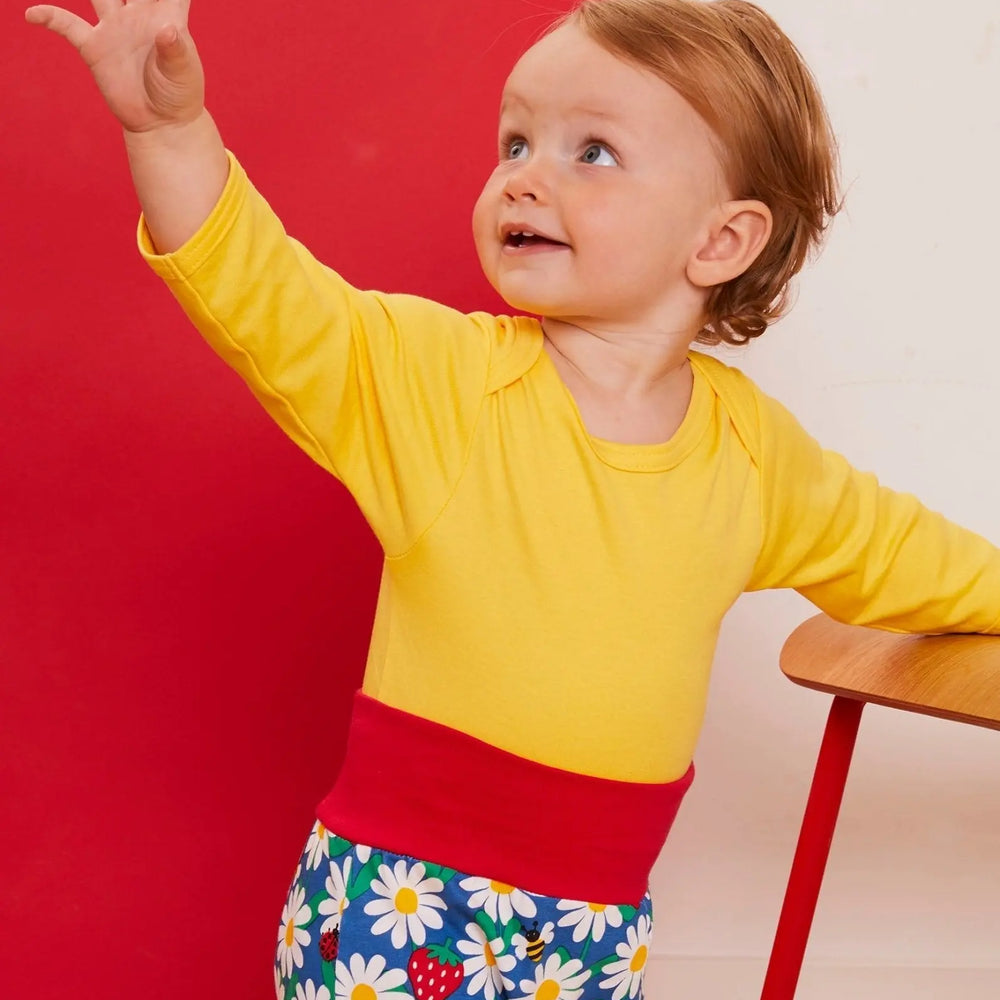 Organic Yellow Basic Long-Sleeved Baby Bodysuit Toby Tiger