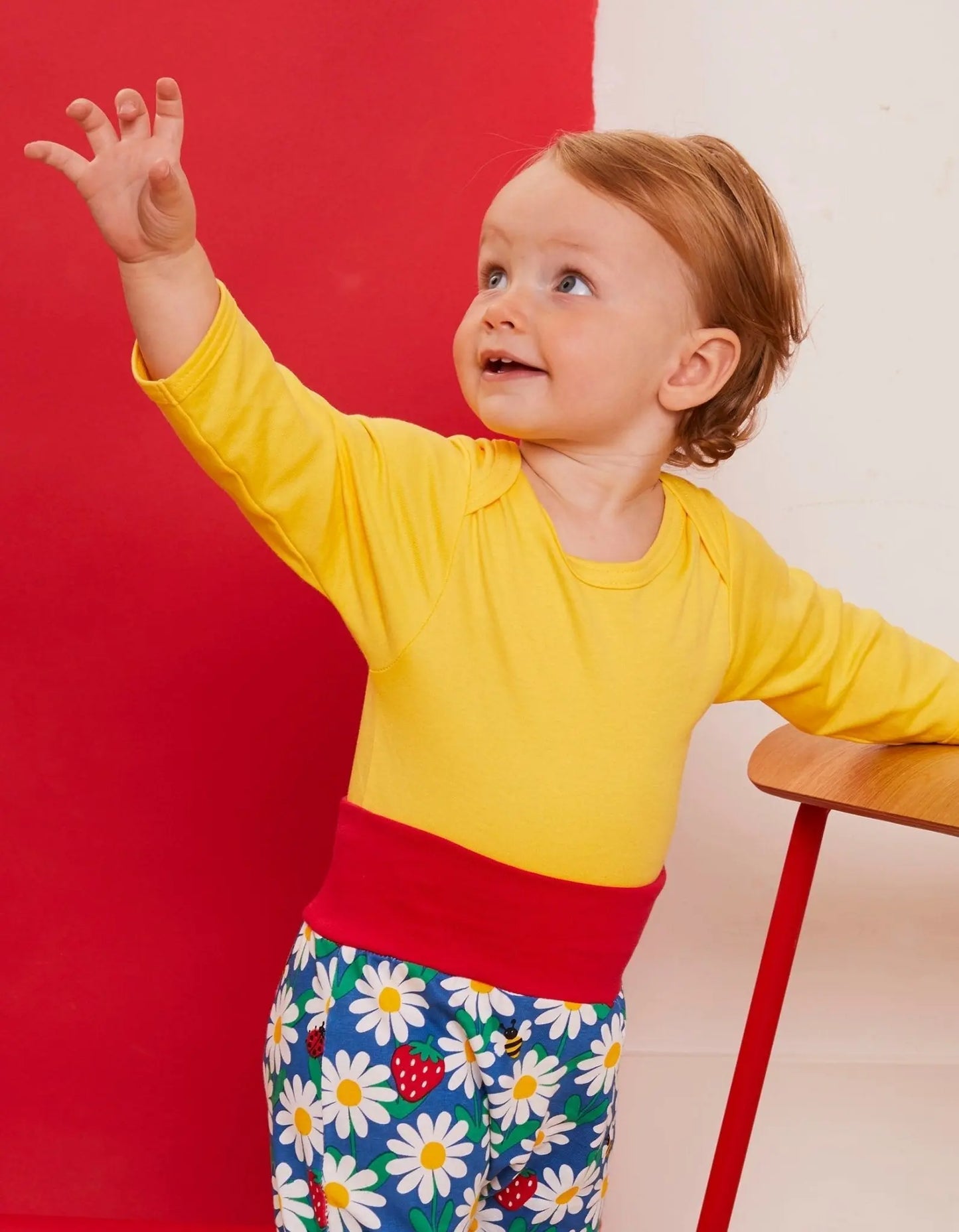 Organic Yellow Basic Long-Sleeved Baby Bodysuit Toby Tiger