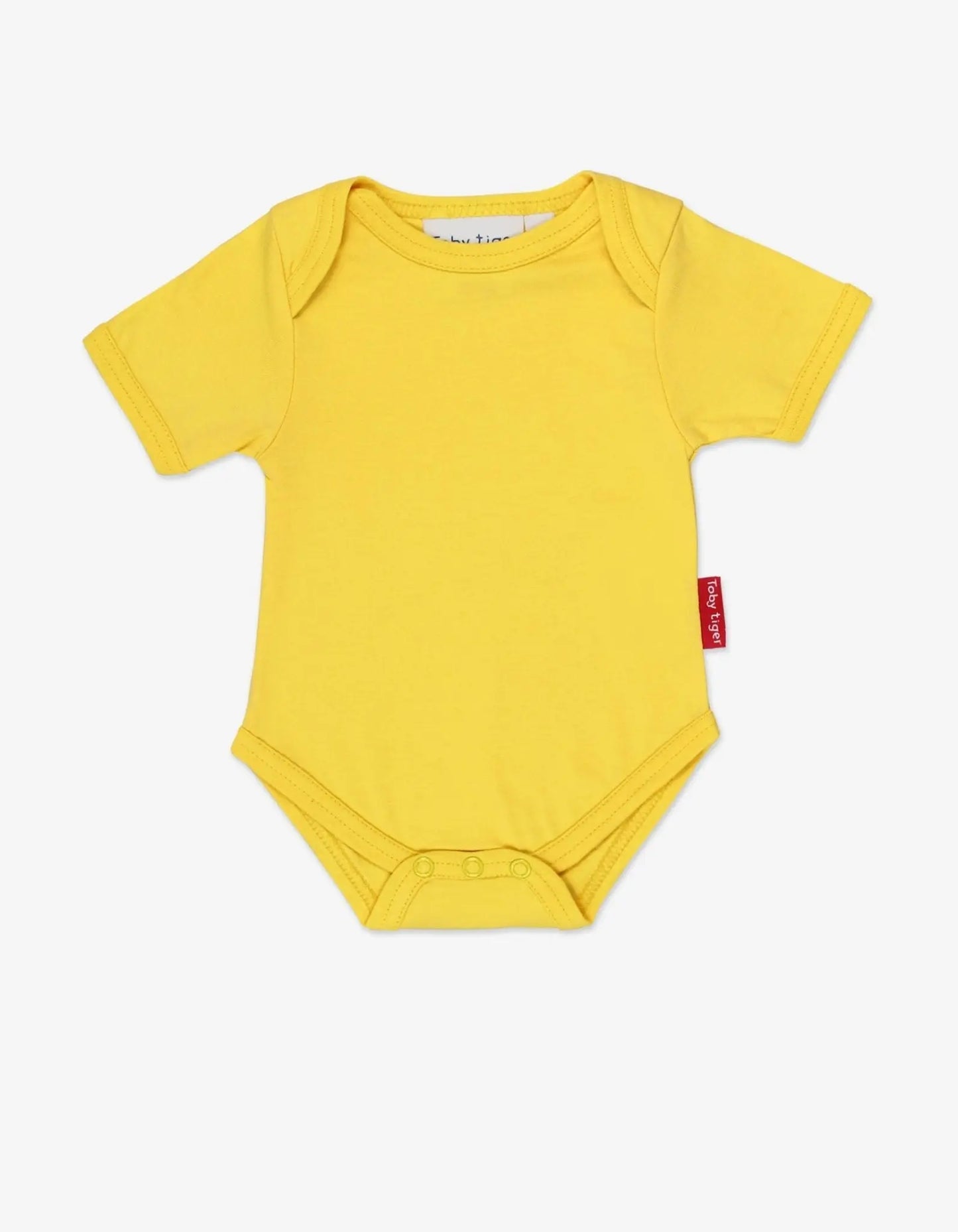 Organic Yellow Basic Short-Sleeved Baby Bodysuit Toby Tiger
