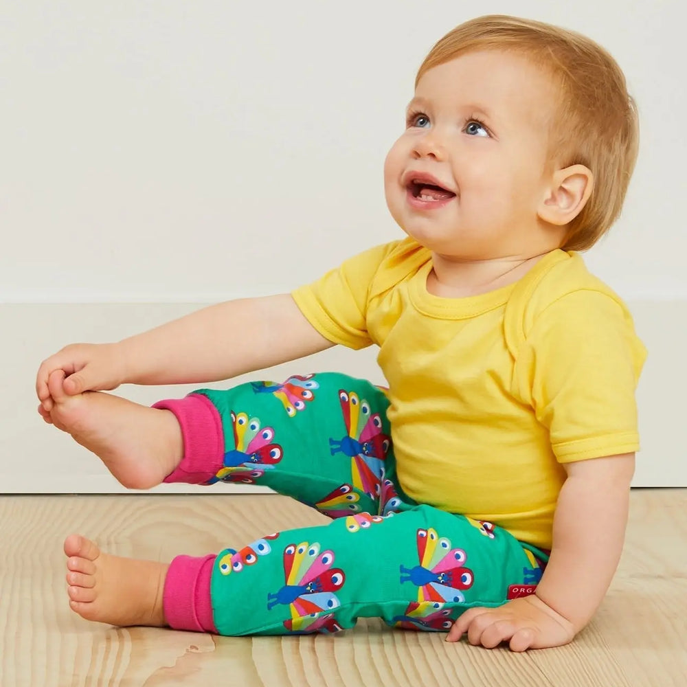 Organic Yellow Basic Short-Sleeved Baby Bodysuit Toby Tiger