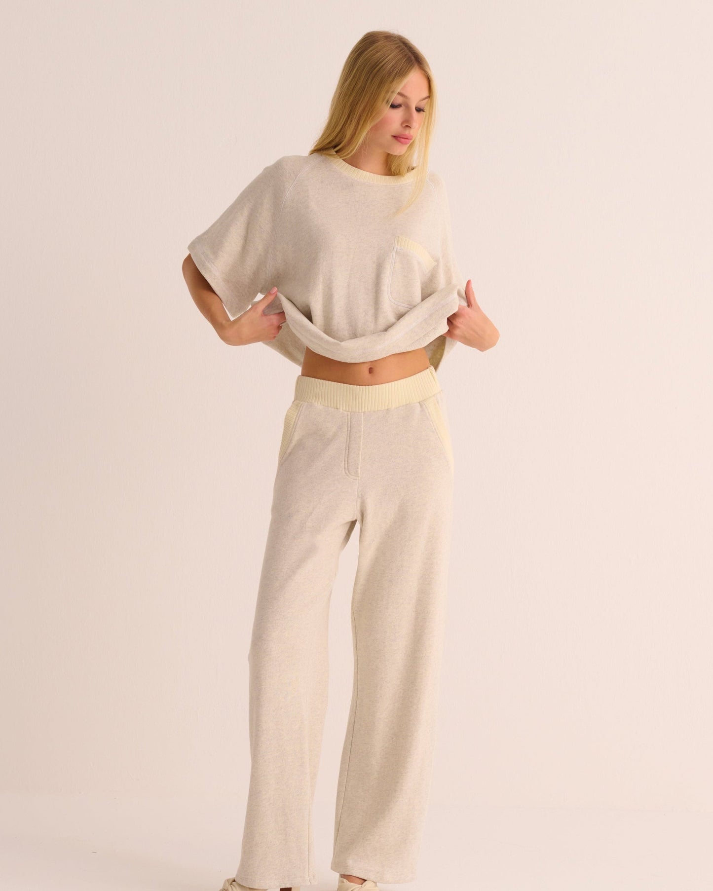 Cream Marl Organic Cotton Sweatshirt and Joggers Set MAMU Dream