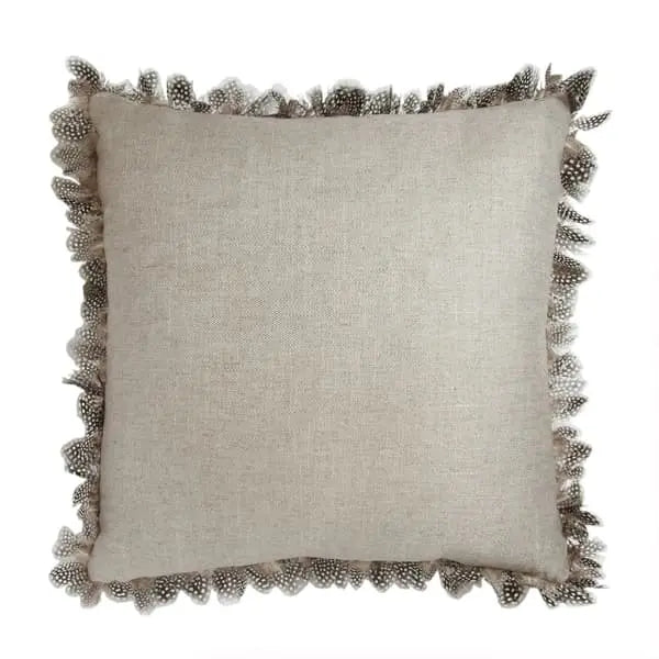 Ossington Linen / Guinea, Sustainable Feather, Cushion, Linen/Guinea With Trim/Fringe & Linen Blend & Viscose Blend Plain Andrew Martin