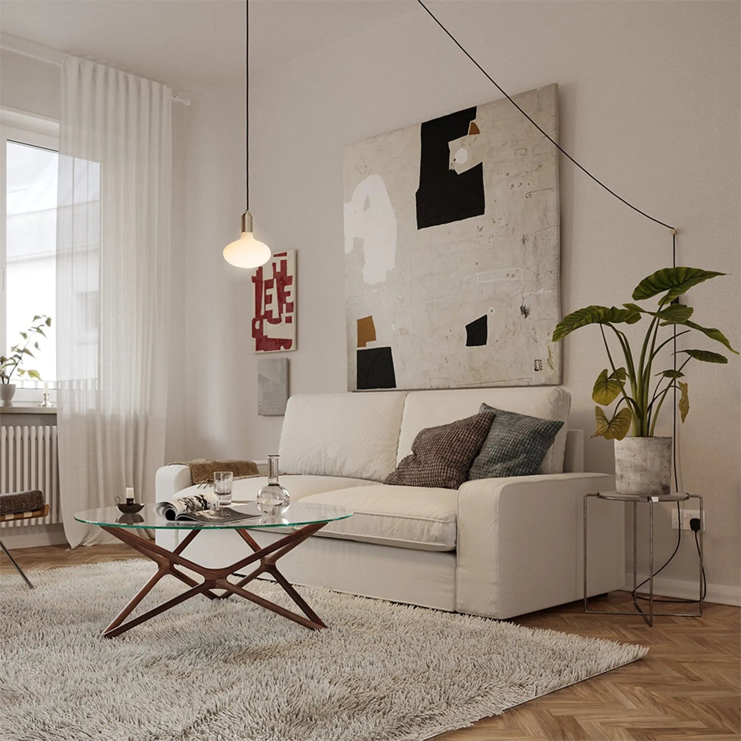 Oval Dim-to-Warm Plug-In Pendant in Graphite Tala