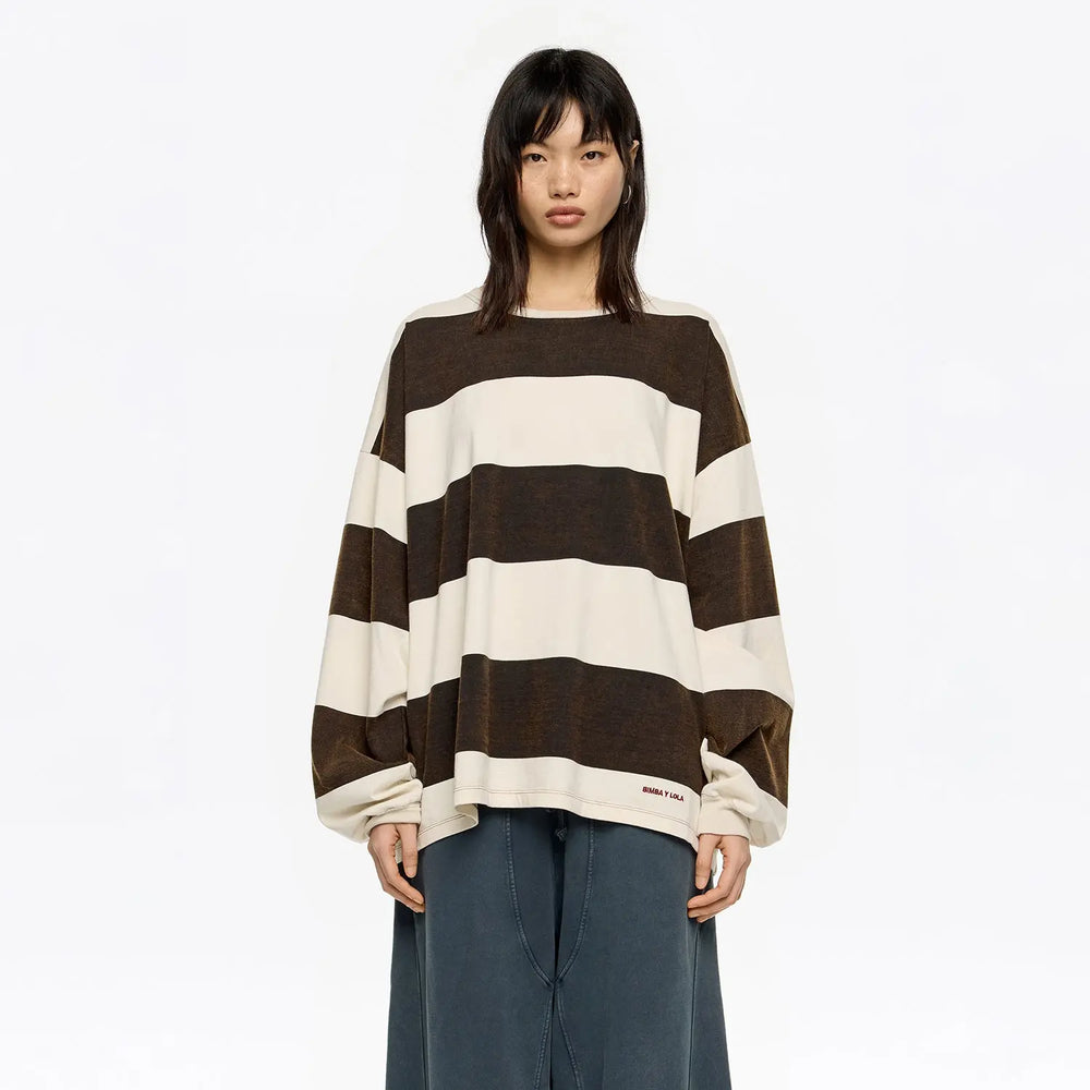 Oversize brown striped T-shirt Bimba y Lola UK