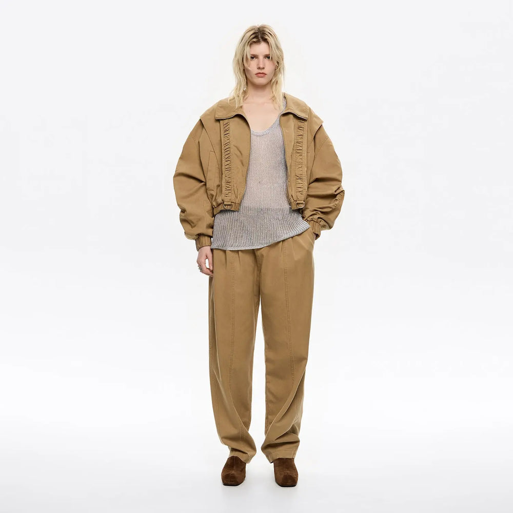 Oversize washed camel gathered jacket Bimba y Lola UK