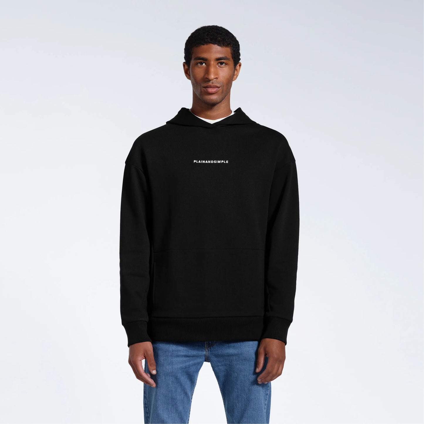 Oversized Heavyweight Mens Organic Logo Hoodie PLAINANDSIMPLE