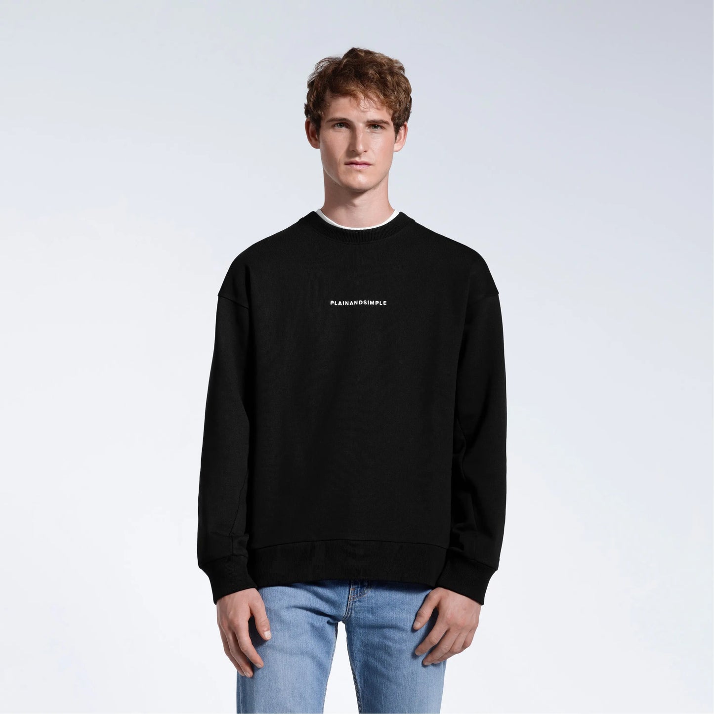 Oversized Heavyweight Mens Organic Logo Sweatshirt PLAINANDSIMPLE