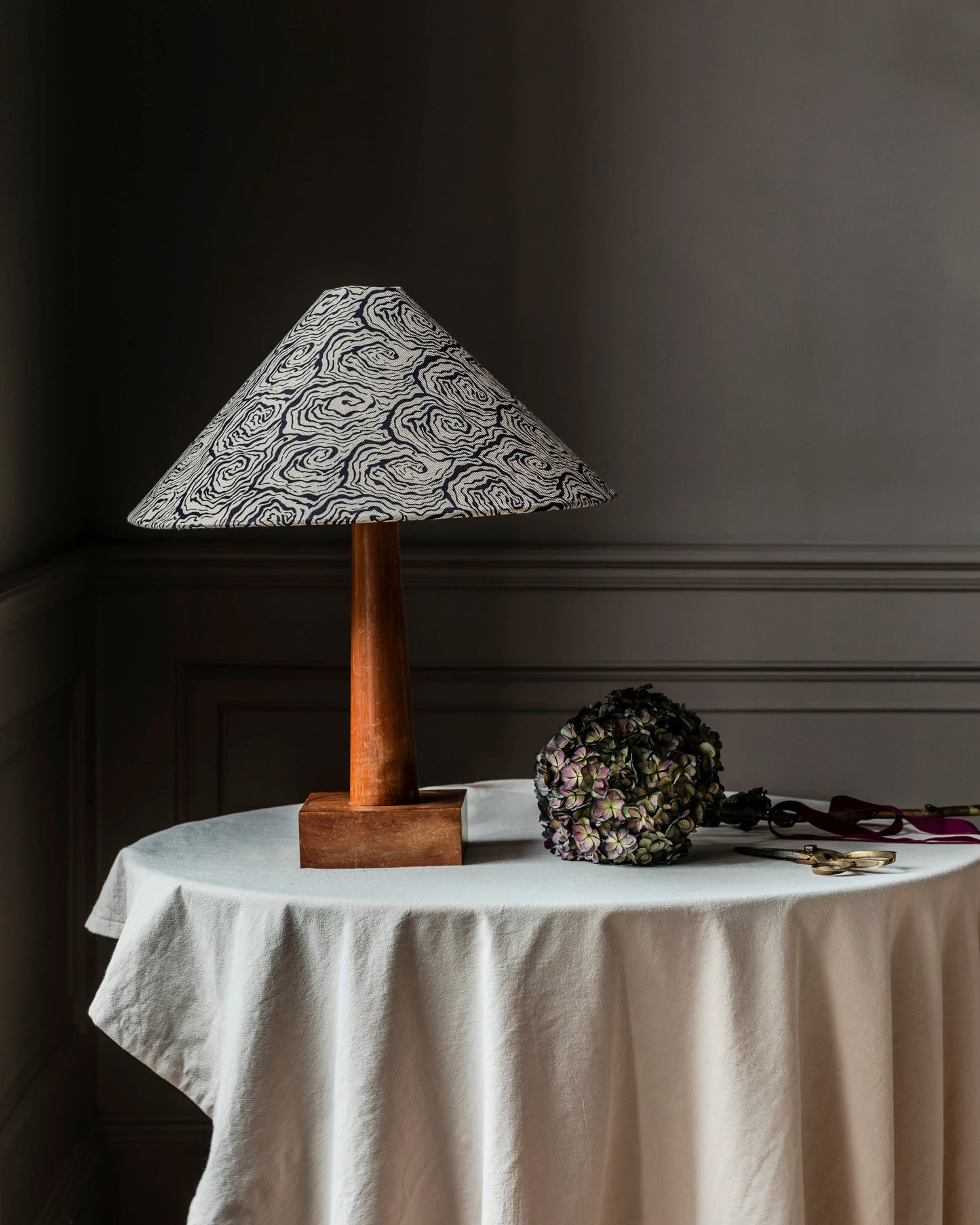 Oysters Monochrome Tapered Cone Lampshade (Large) Print Sisters