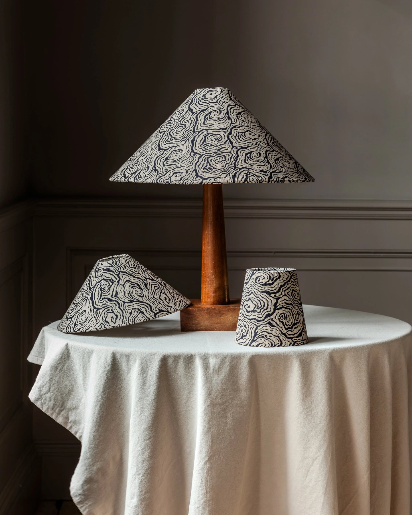 Oysters Monochrome Tapered Cone Lampshade (Medium) Print Sisters