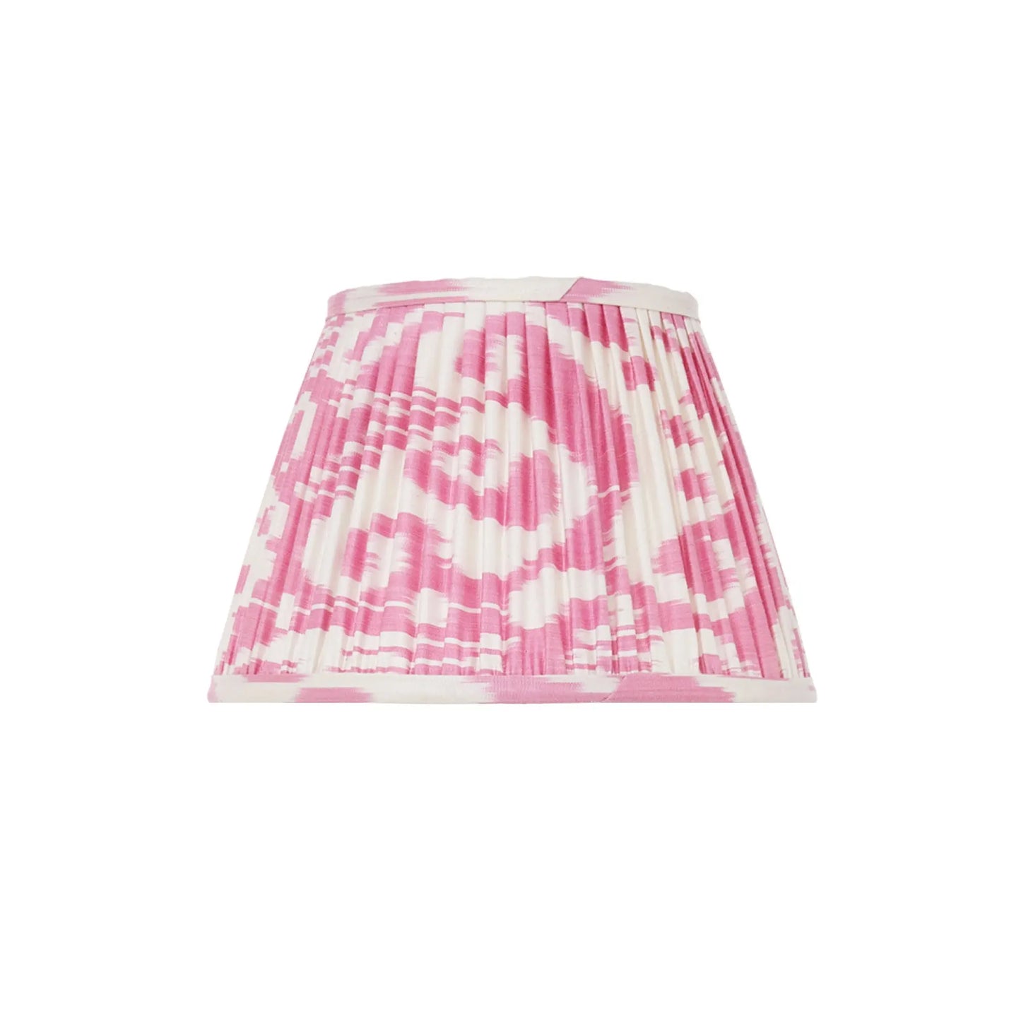 PINK SILK IKAT LAMPSHADES, 1 X 16" LEFT, 1 X 20" UK ROSANNA LONSDALE