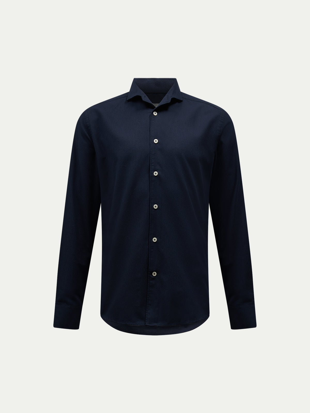 Flannel Herringbone Spread Collar Shirt in Dark Sapphire Navy Peckham Rye