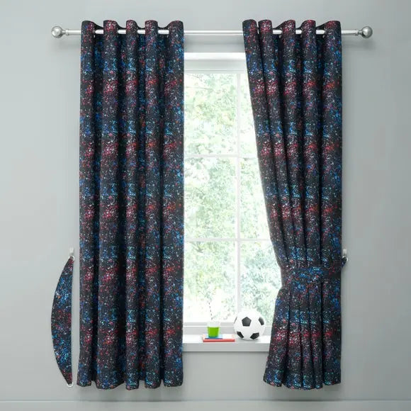 Paint Splatter Blackout Eyelet Curtains Dunelm