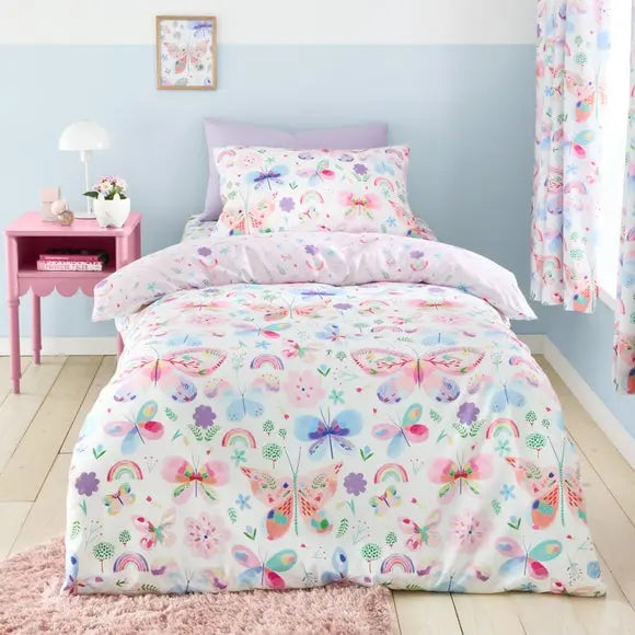 Painted Butterfly Duvet Cover and Pillowcase Set Dunelm