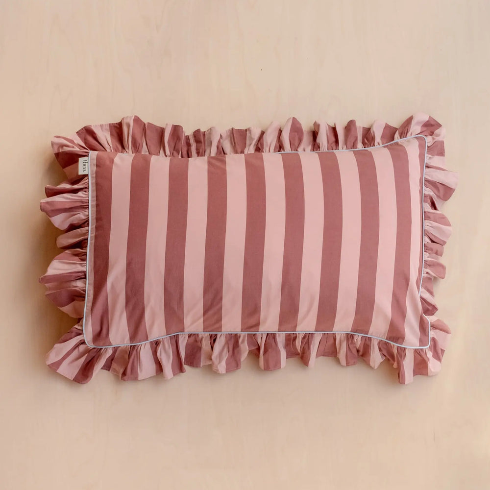 Pair of Cotton Pillowcases in Blue & Red Stripe TartanBlanketCo