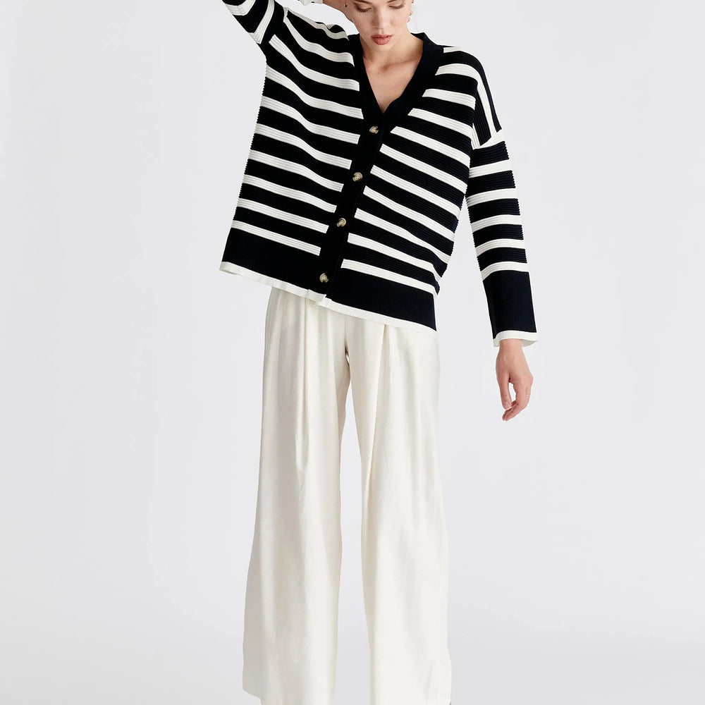 Paisie Striped Ribbed Cardigan Paisie