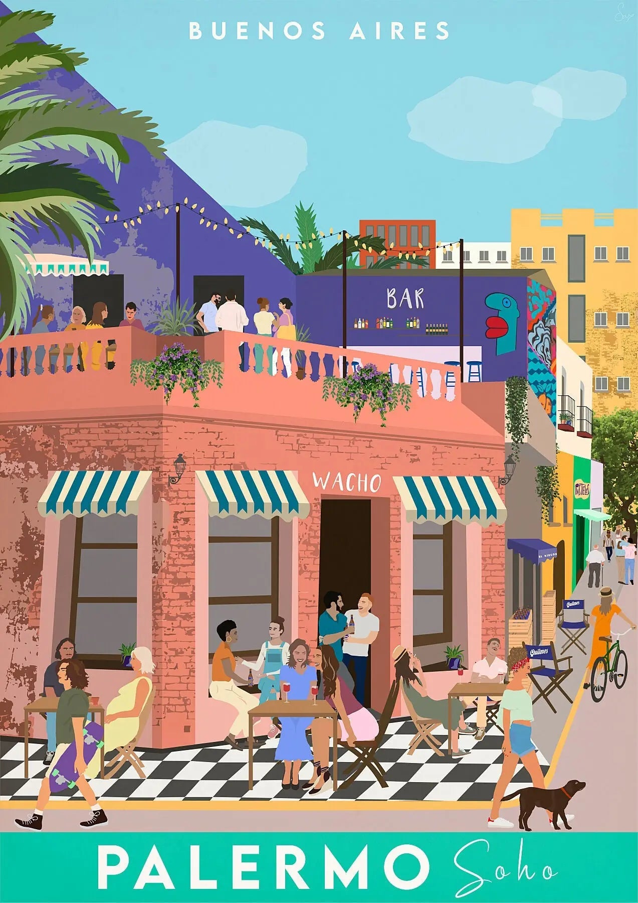 Palermo Soho - Buenos Aires Travel art by SAX Doodle