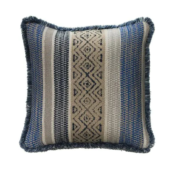 Pampas Sustainable Feather, Cushion With Trim/Fringe & Cotton Blend & Linen Blend Stripe Andrew Martin